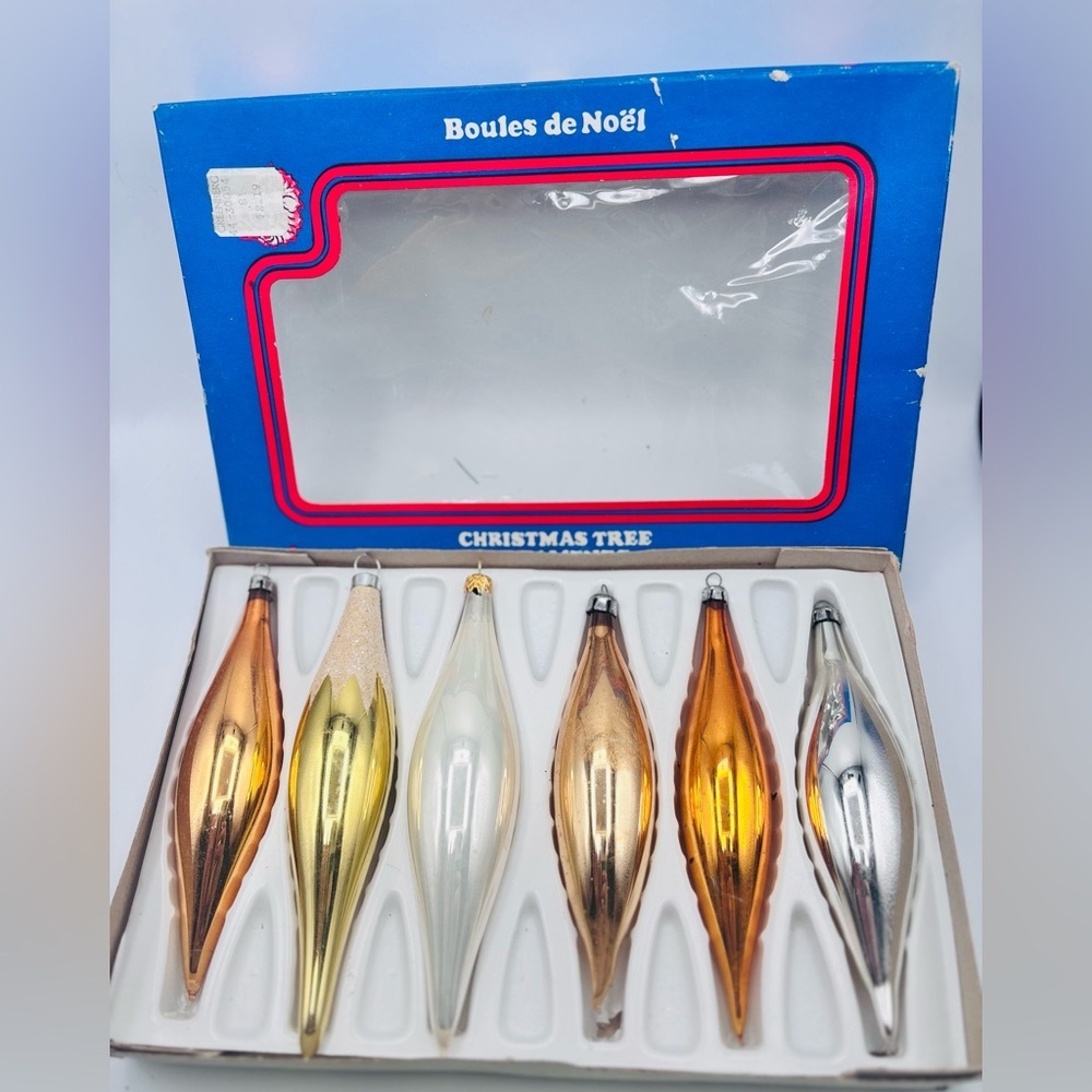 Santa Land Glass Icicle Ornaments Set of 6 Poland